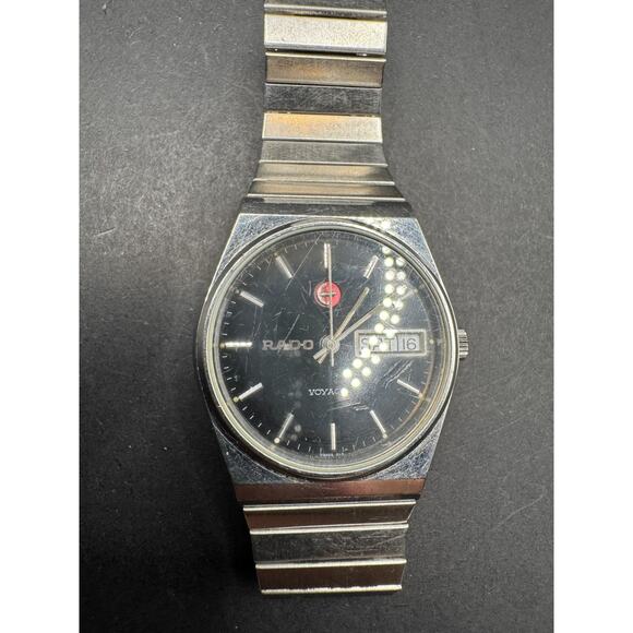 Vintage RADO VOYAGER Watch Automatic Day/Date Swiss 636.3583.4 Silver Tone - Picture 2 of 11